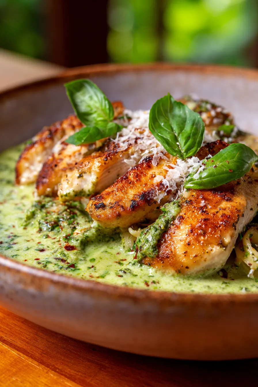 Creamy Pesto Chicken Recipe-ingredients-preparation