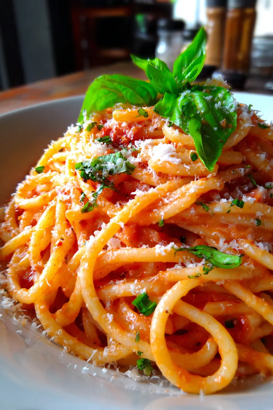 Creamy Tomato Alfredo (Rosé Style) ingredients mise en place, rustic