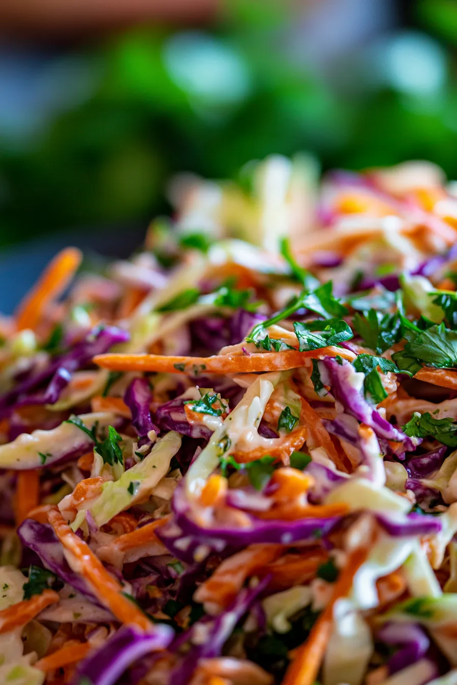 Dijon Mustard Coleslaw-creamy texture-closeup