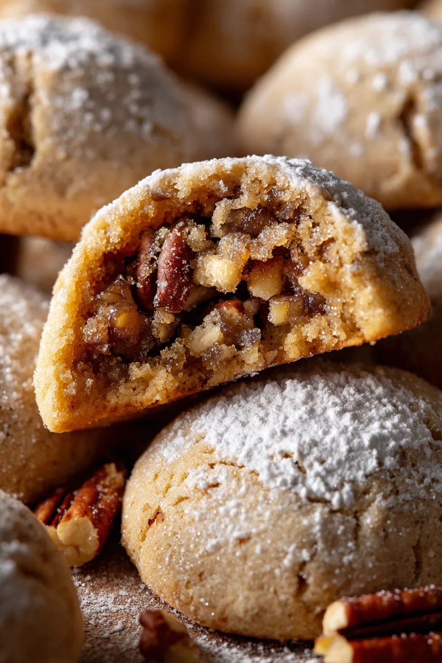 finished pecan sandies on cooling rack