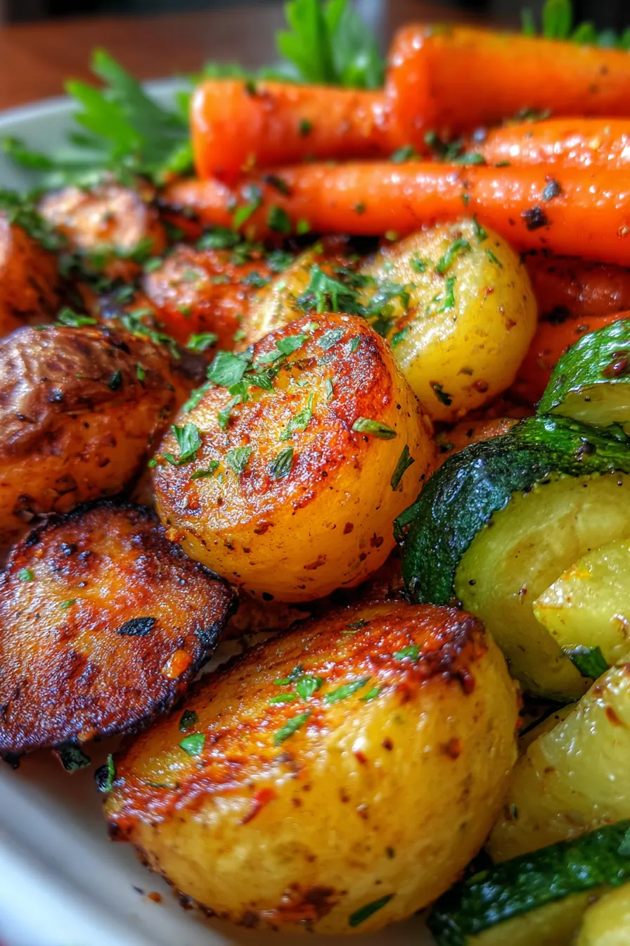 Garlic Herb Roasted Potatoes with Carrots & Zucchini-ingredients-prepped