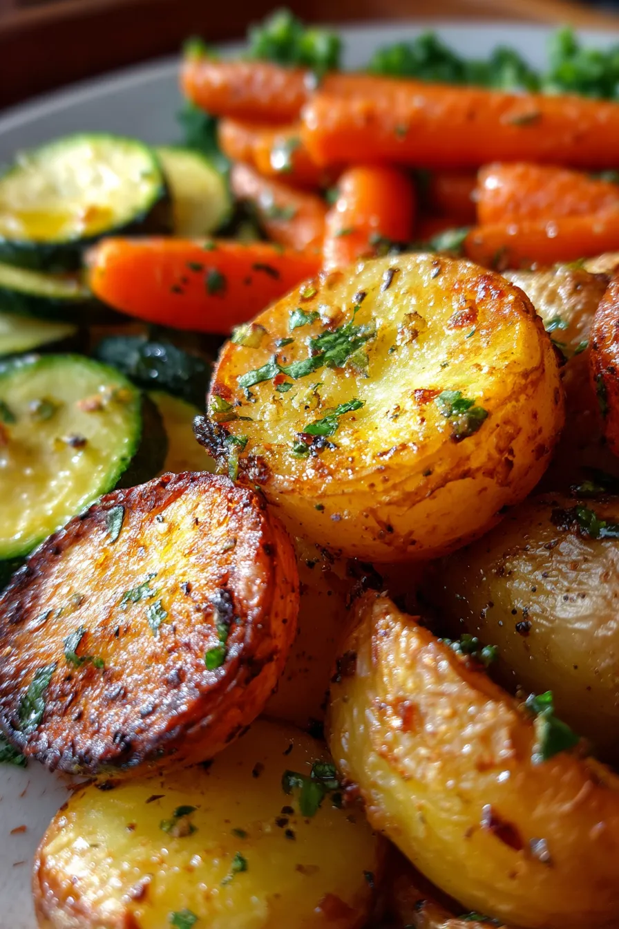 Garlic Herb Roasted Potatoes & Veggies | Easy Meal Prep
