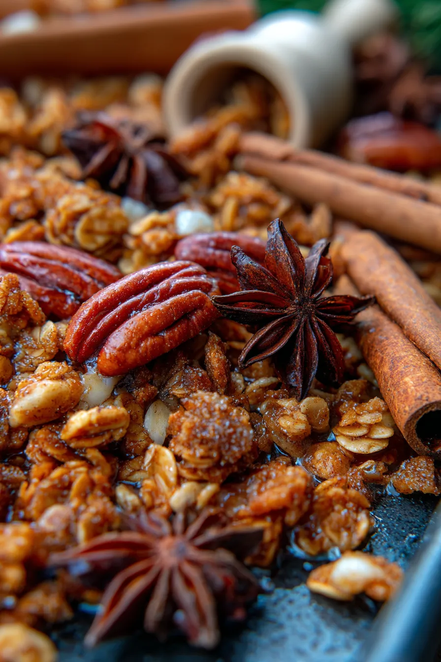 Gingerbread Granola with Molasses-clusters-closeup