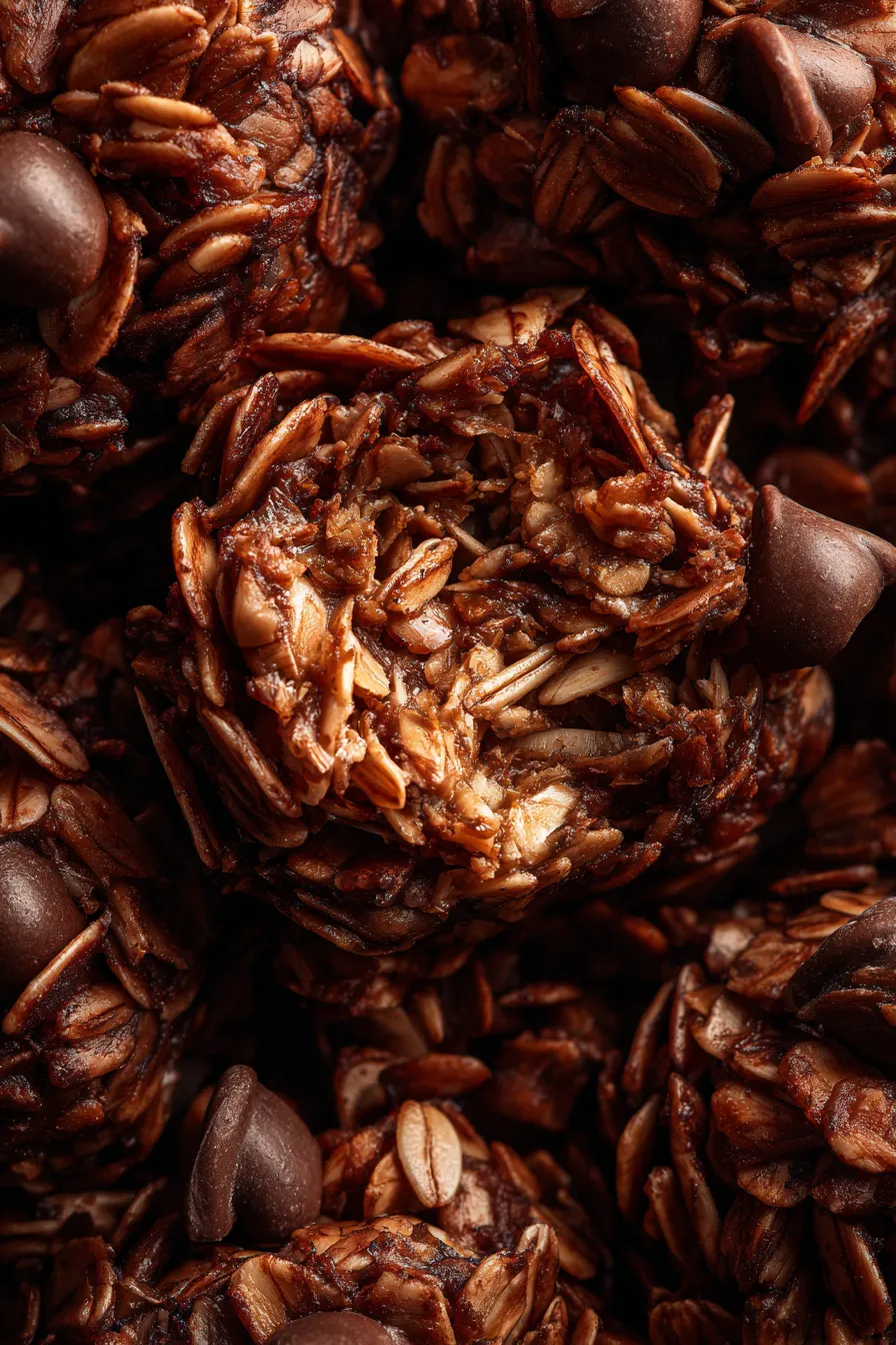 granola clusters texture close up