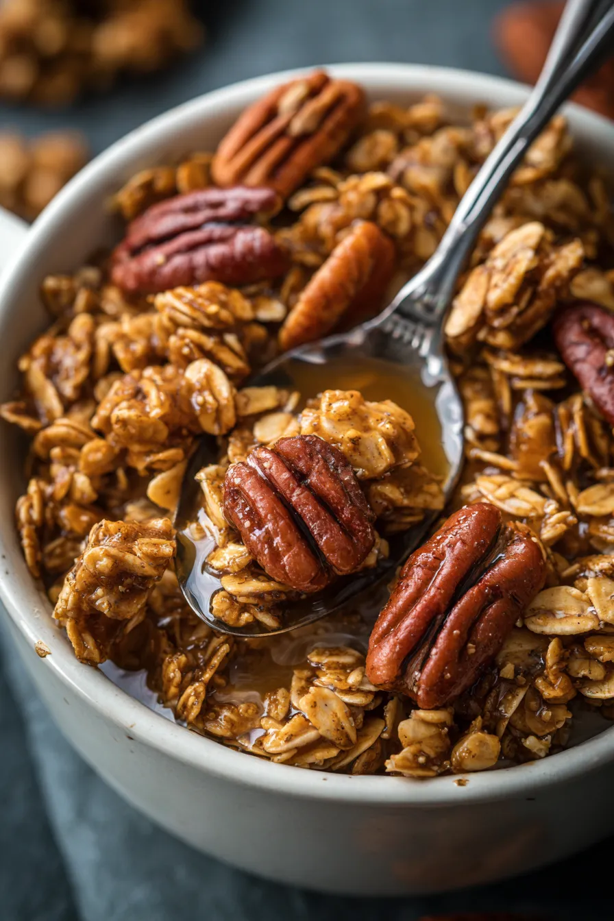 Granola in Mason Jar Autumn setting