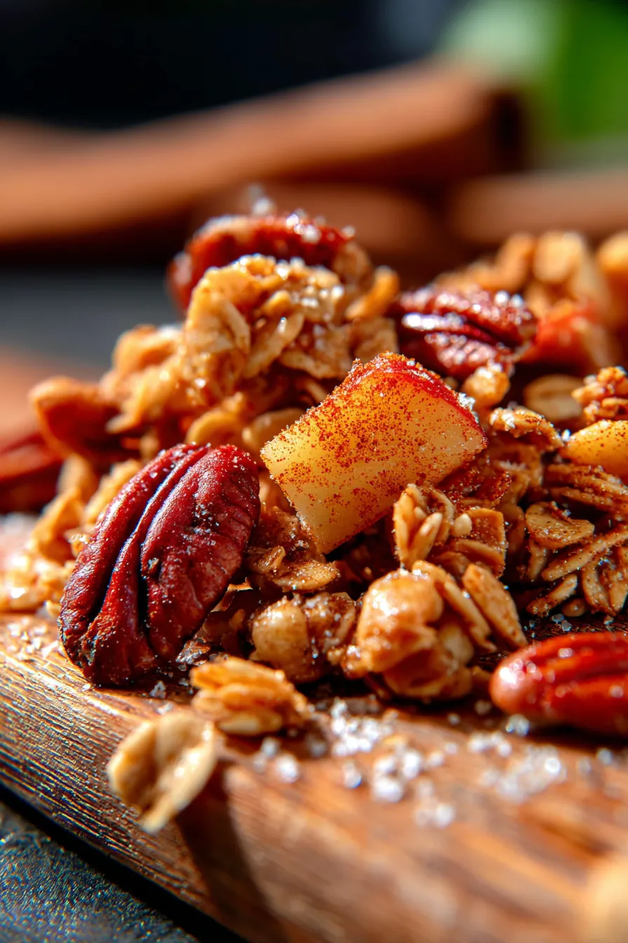 Granola with Roasted Apples & Cinnamon-texture-closeup