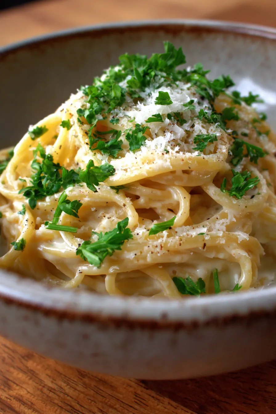 Greek Yogurt Alfredo ingredients prep flat lay
