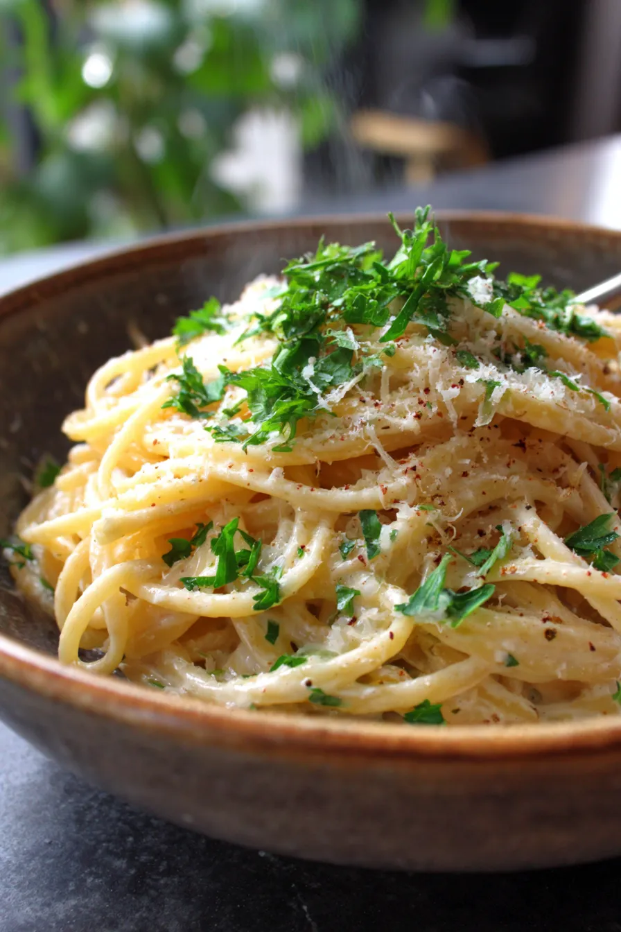 Greek Yogurt Alfredo sauce texture close-up