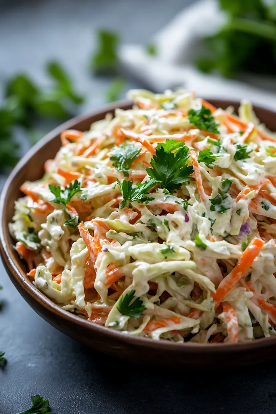 Greek Yogurt Coleslaw — Light & Creamy-serving-suggestion
