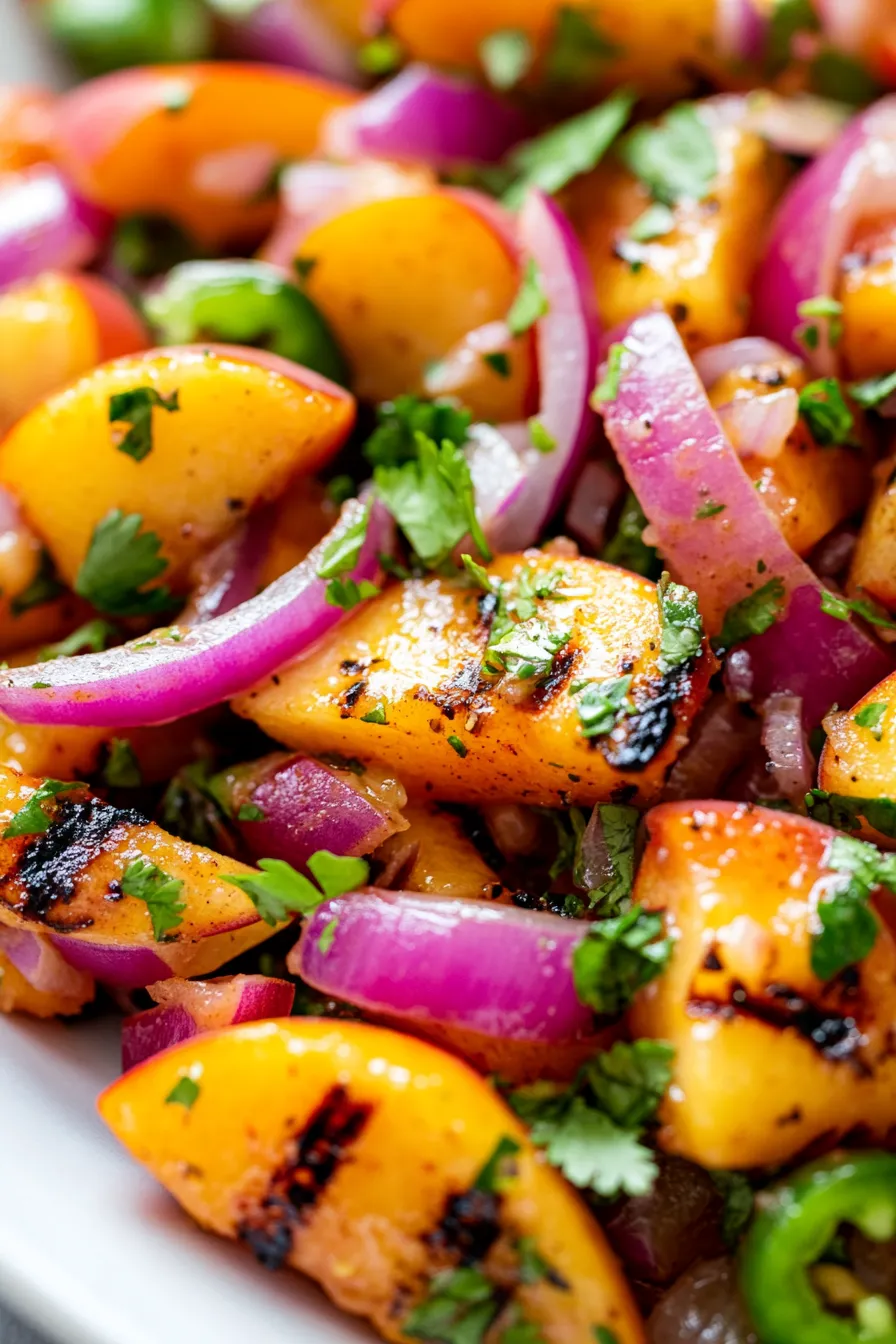 Grilled Peach & Red Onion Salsa-closeup