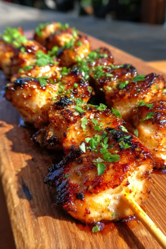 Easy Grilled Ranch Garlic Parmesan Chicken Skewers