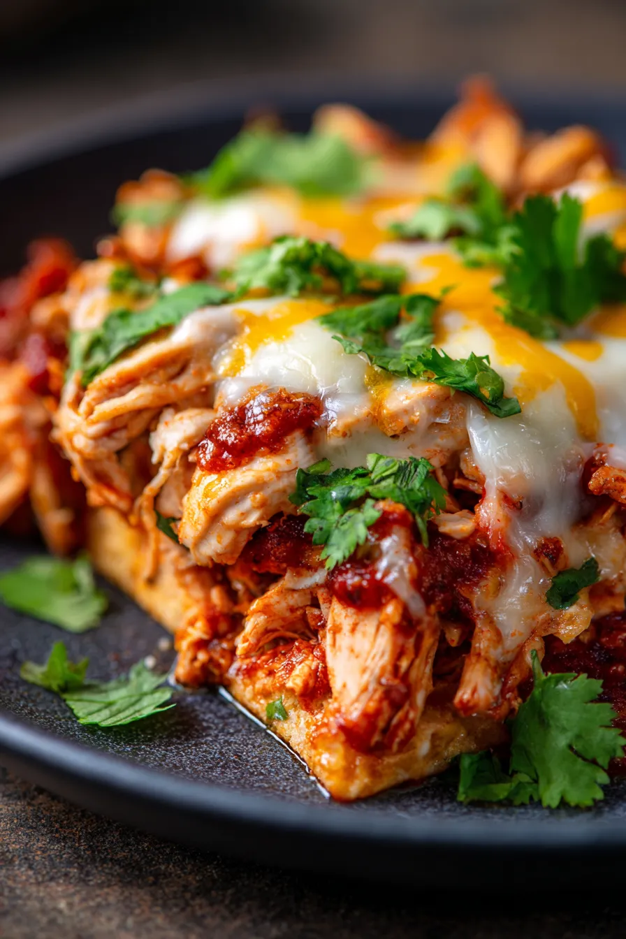 Healthy Crockpot Chicken Enchilada Skillet-texture-closeup