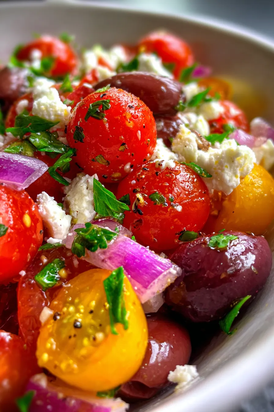 Homemade Tomato Olive Feta Dip light and bright