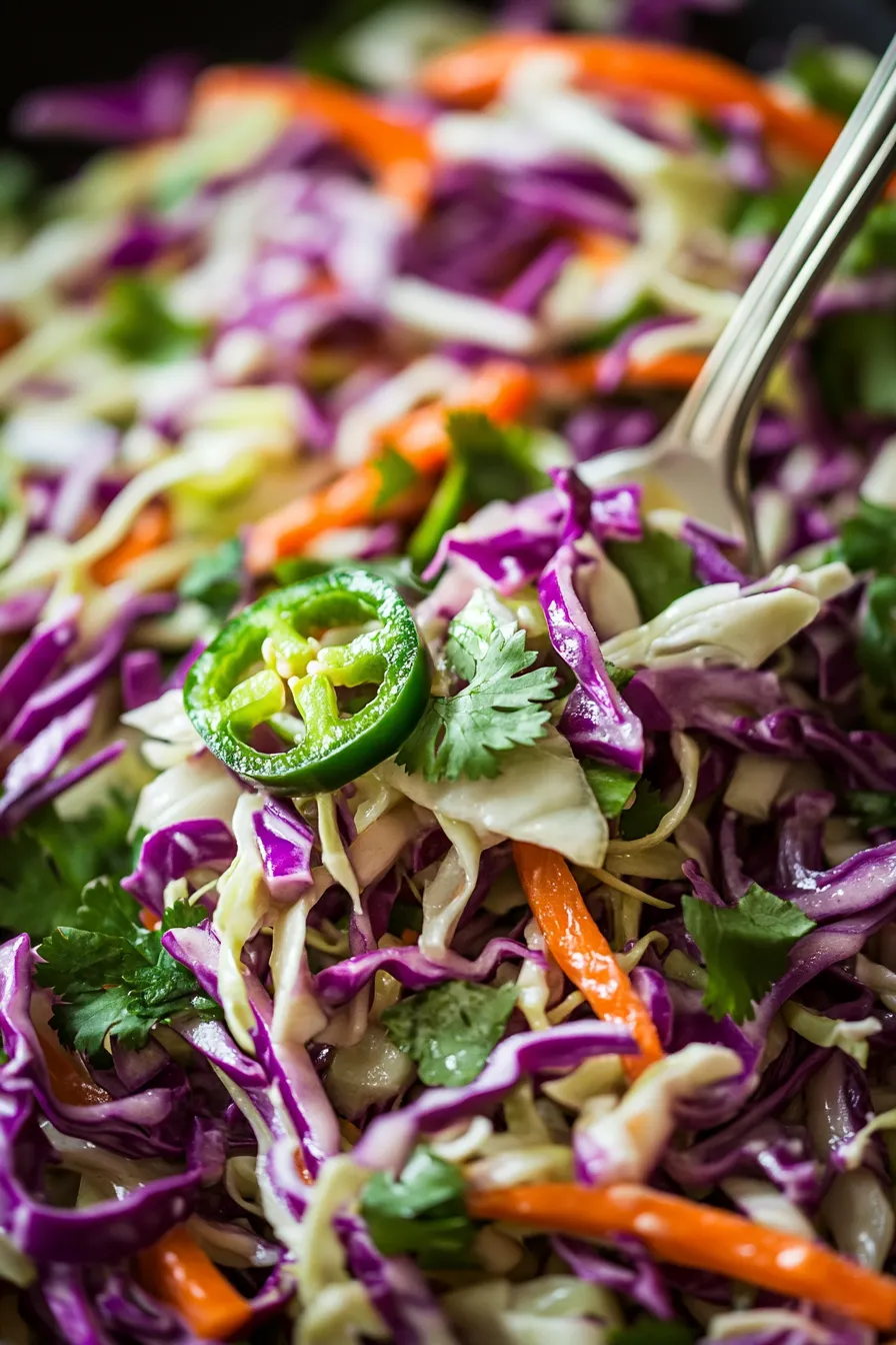 Jalapeño Lime Coleslaw-crisp-texture-closeup