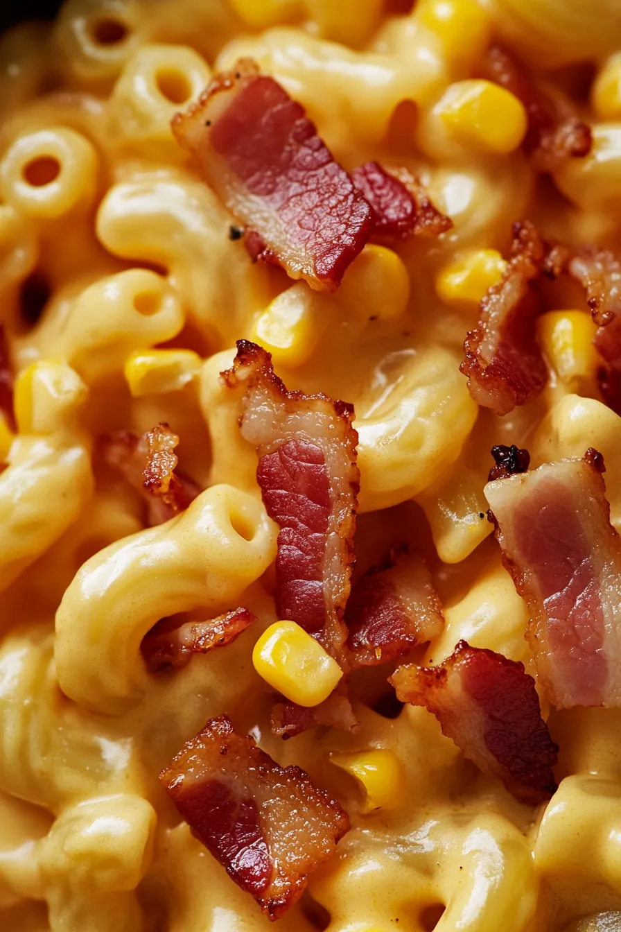 mac and cheese with bacon-comfort food-overhead