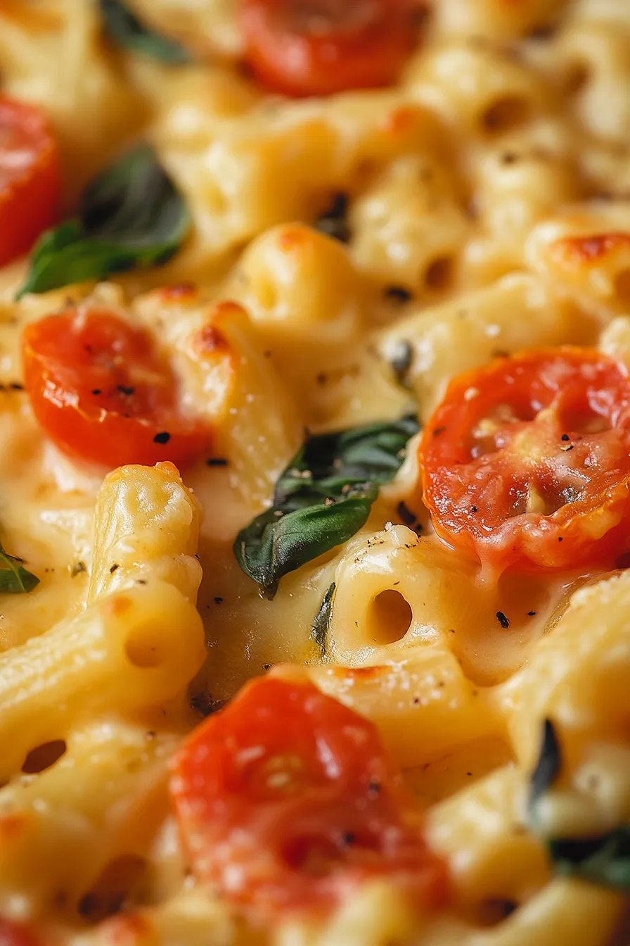 Mac and Cheese with Tomato Basil-creamy-texture-closeup