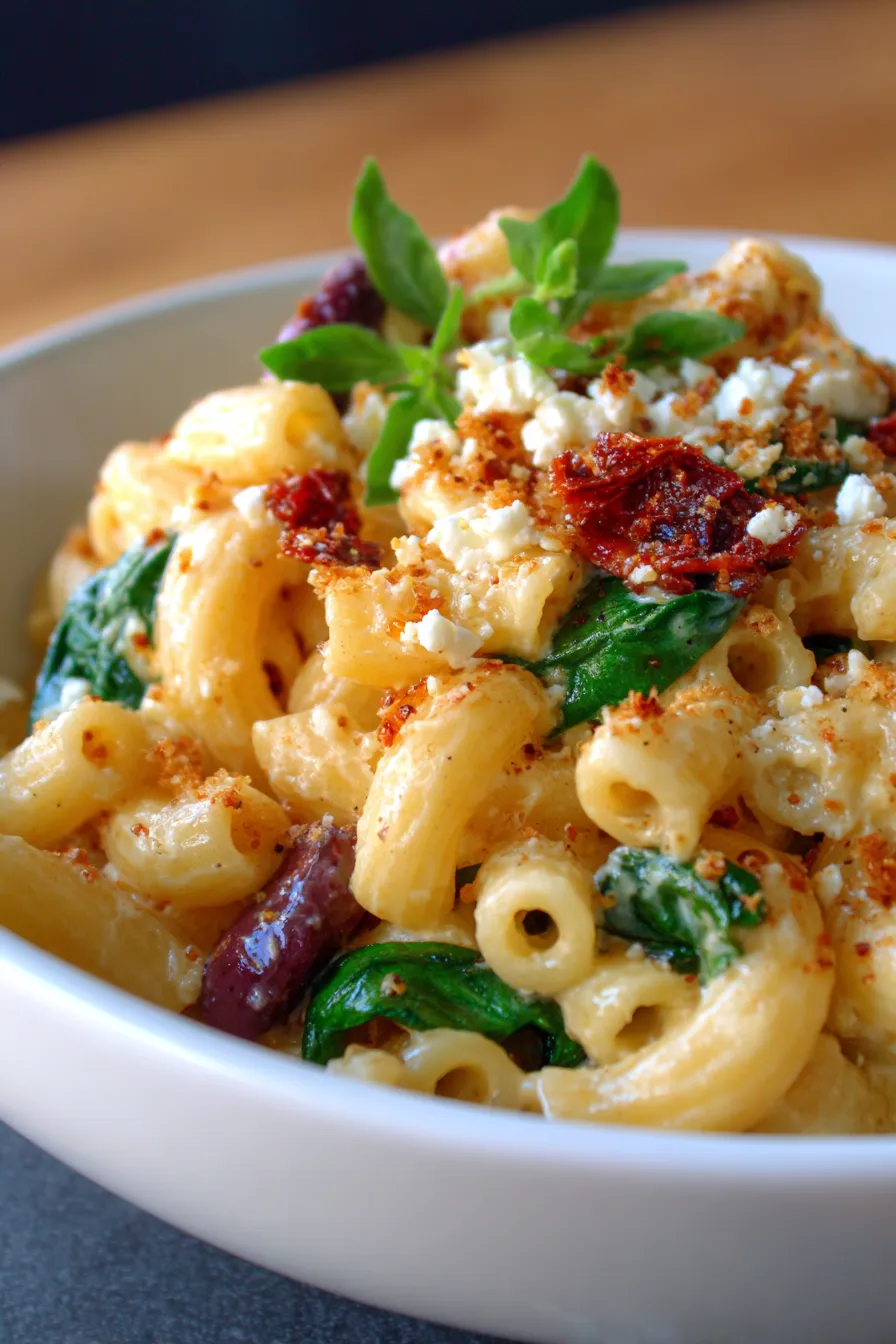 Mediterranean Mac and Cheese close-up texture