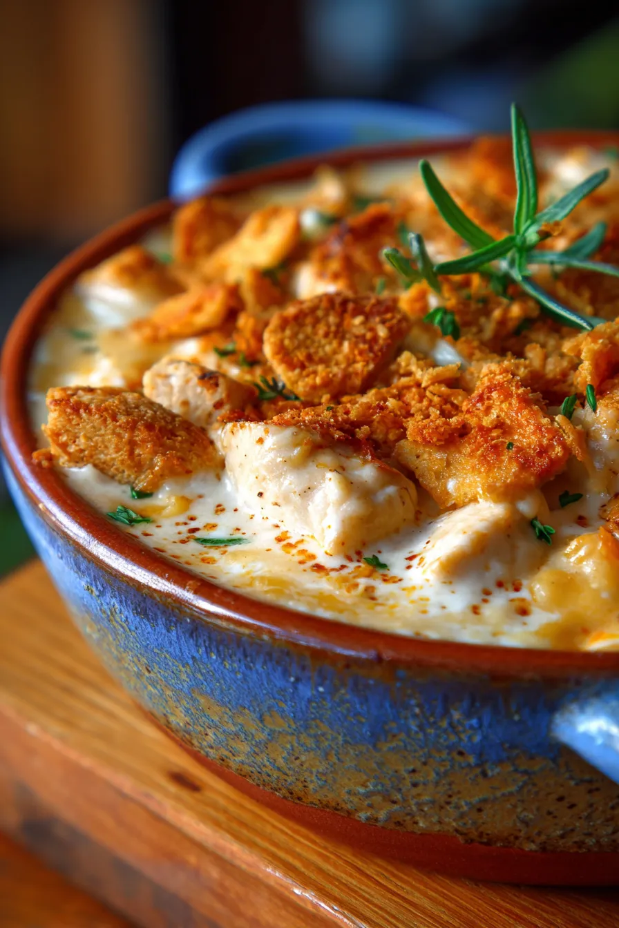 Million Dollar Chicken Casserole (Creamy Family Favorite) texture close-up spoonful