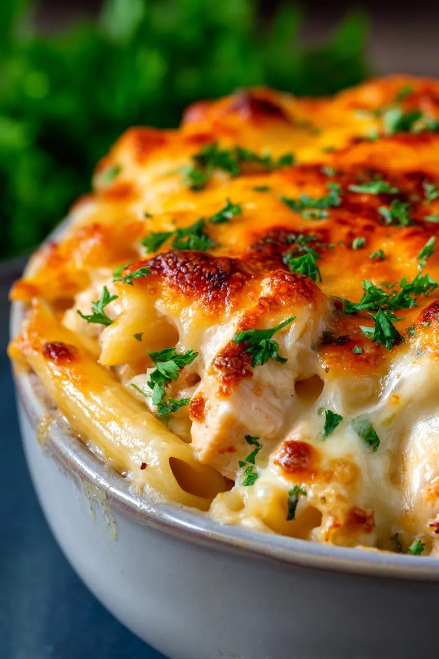 Million Dollar Chicken Casserole-serving spoon-steam