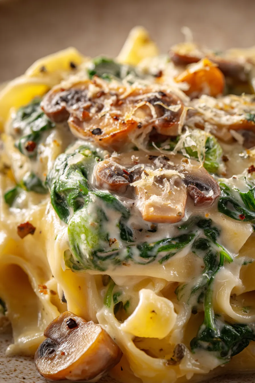 Mushrooms Spinach Pasta Bowl