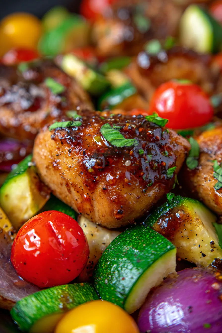 One-Pan Balsamic Chicken with Roasted Vegetables-dinner plate-plated