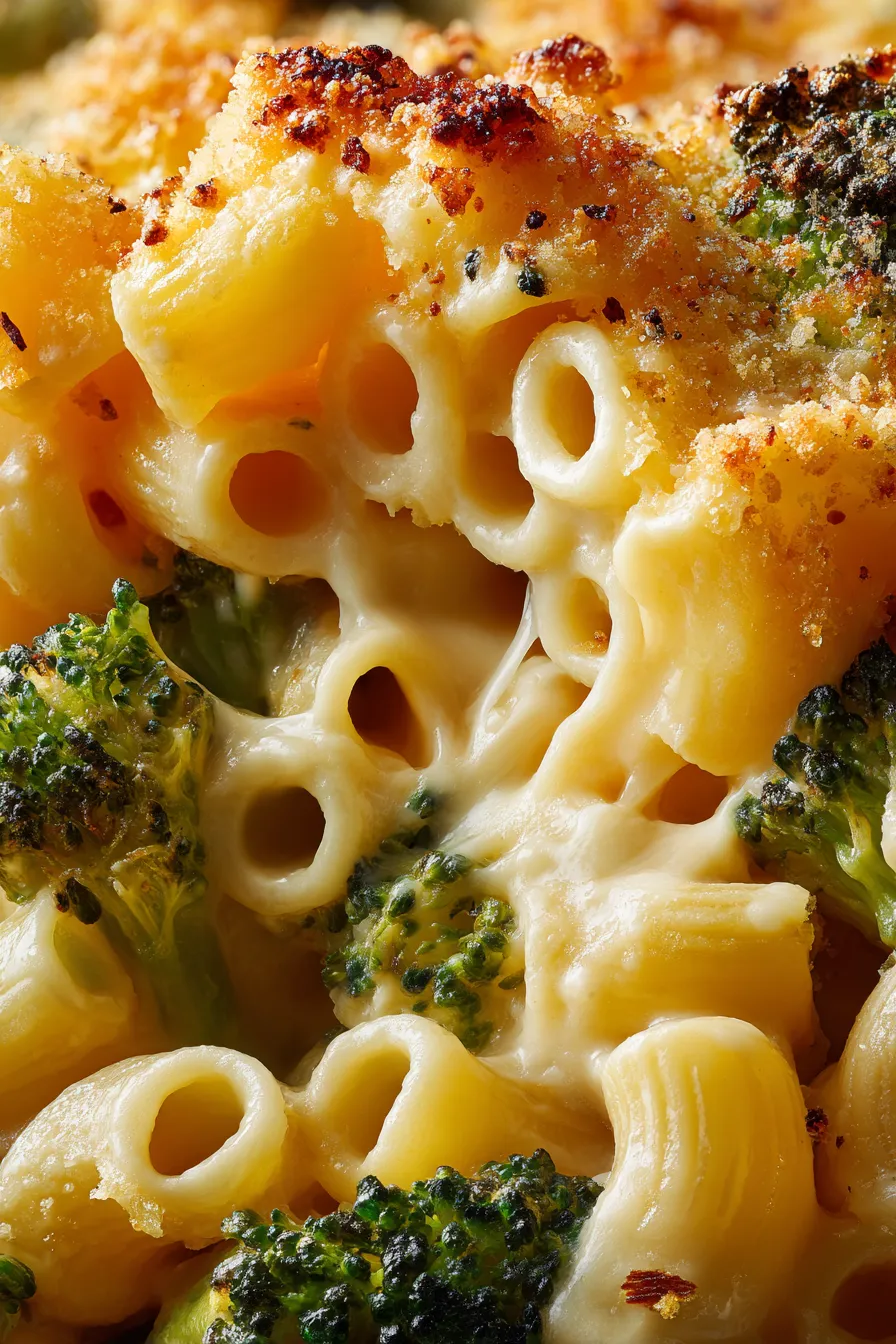overhead view mac and cheese serving