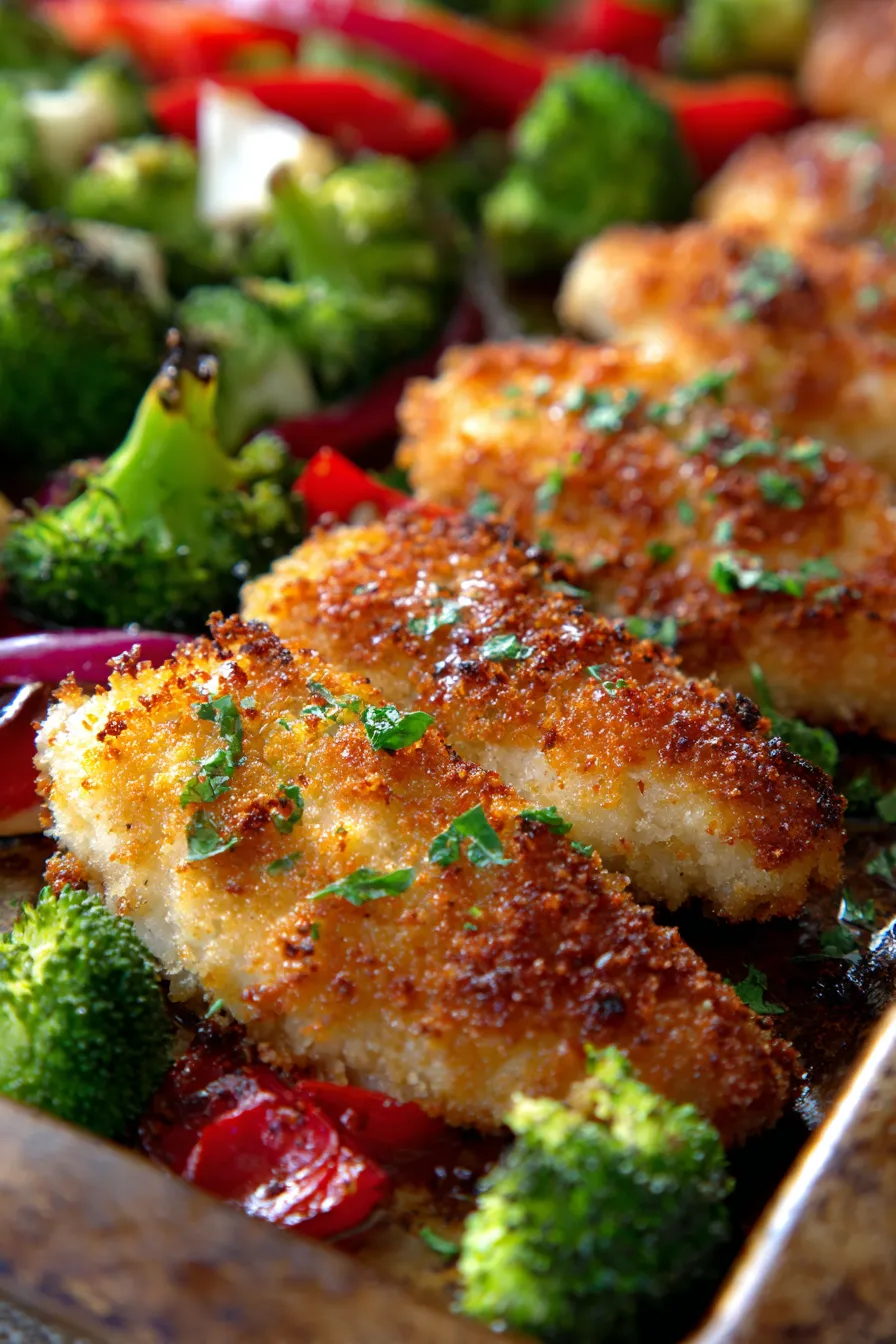 Parmesan Crusted Chicken Sheet Pan Dinner (Crispy &amp; Juicy)-serving-platter