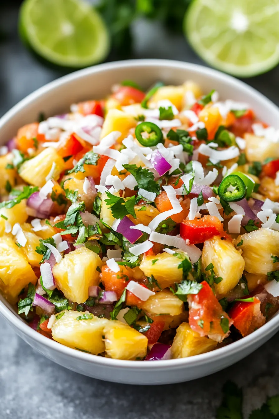 Pineapple Coconut Island Salsa-serving-chips