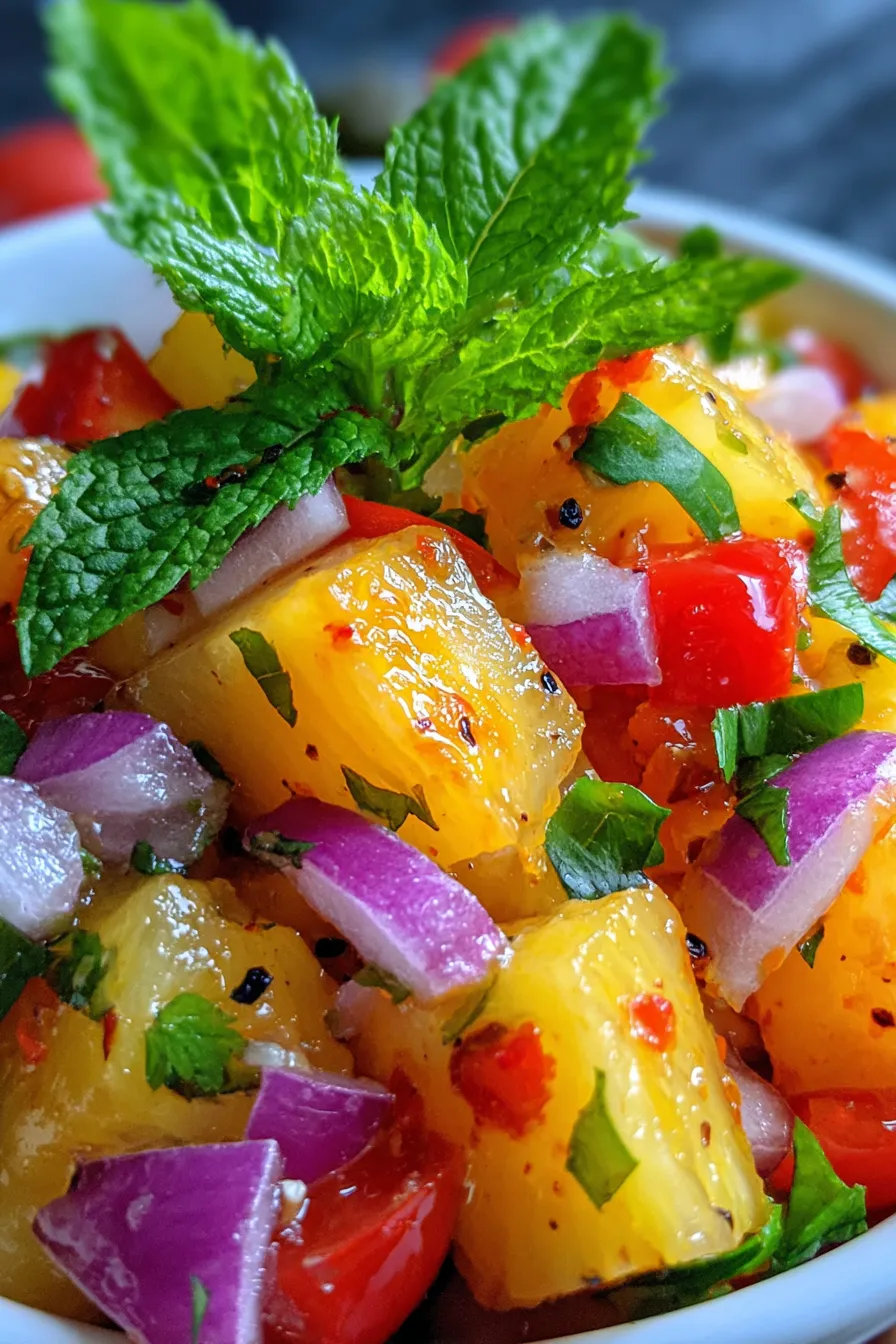 Pineapple Habanero Heat Salsa-serving-bowl-chips-sideview