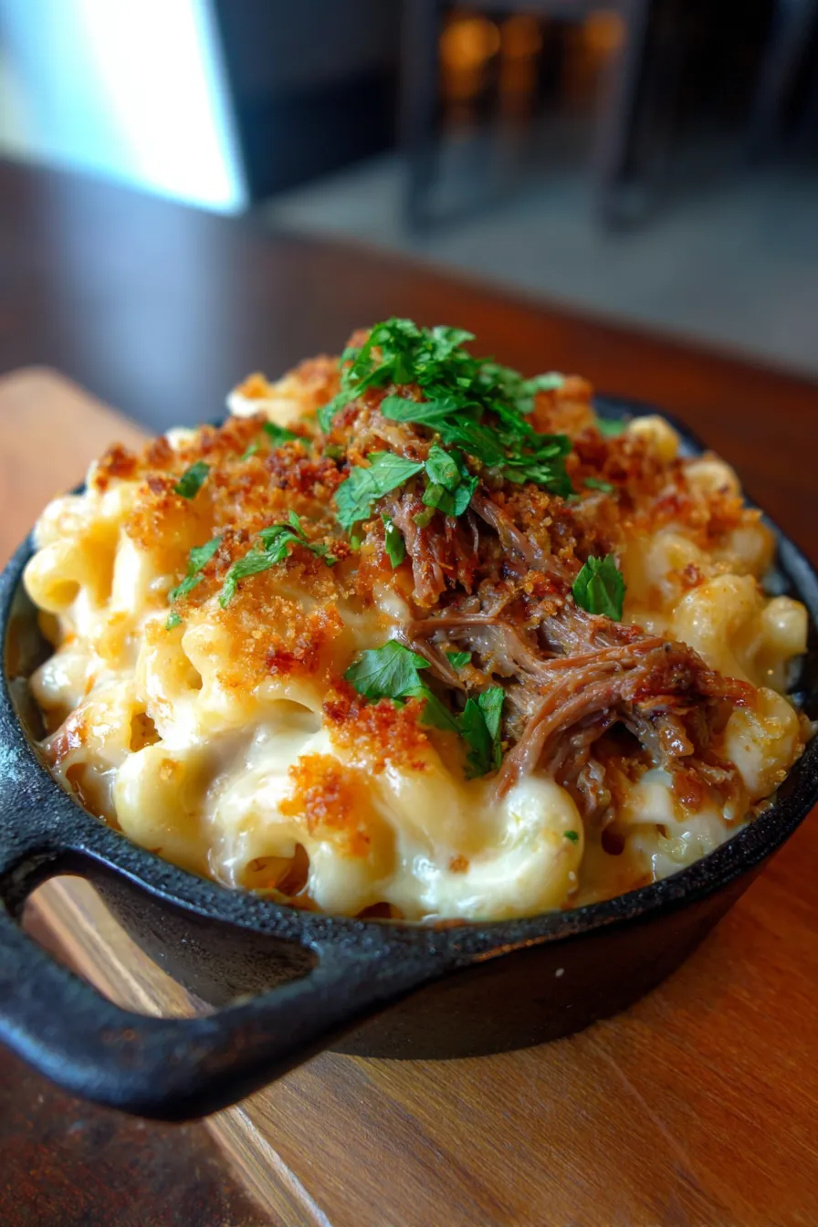 Pulled Beef Mac and Cheese-texture-closeup
