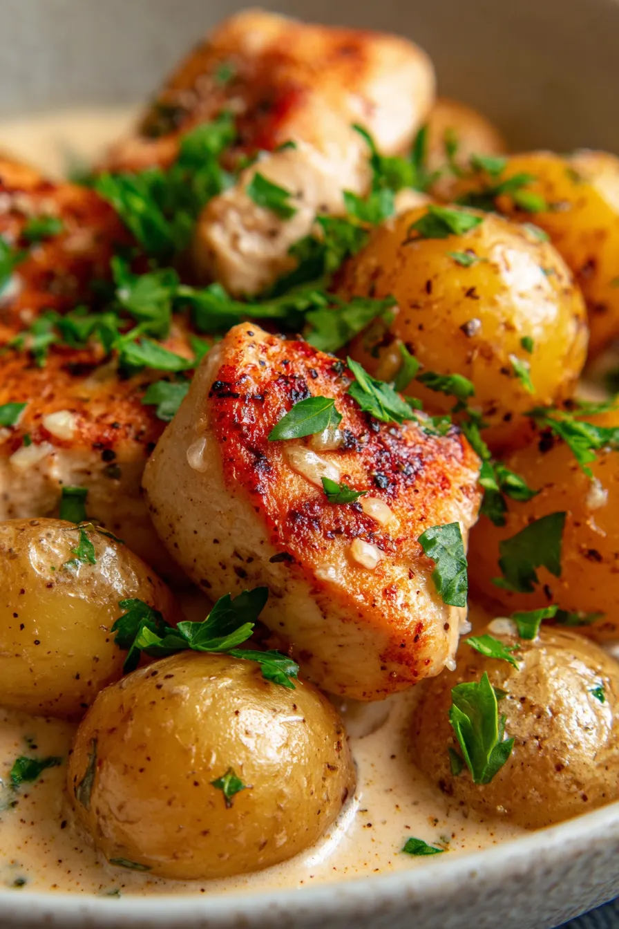 Slow Cooker Parmesan Garlic Chicken & Potatoes | Easy Dinner