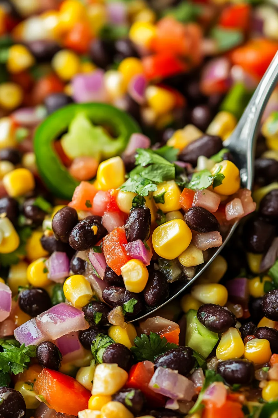 Spicy Black Bean & Corn Salsa-texture-closeup