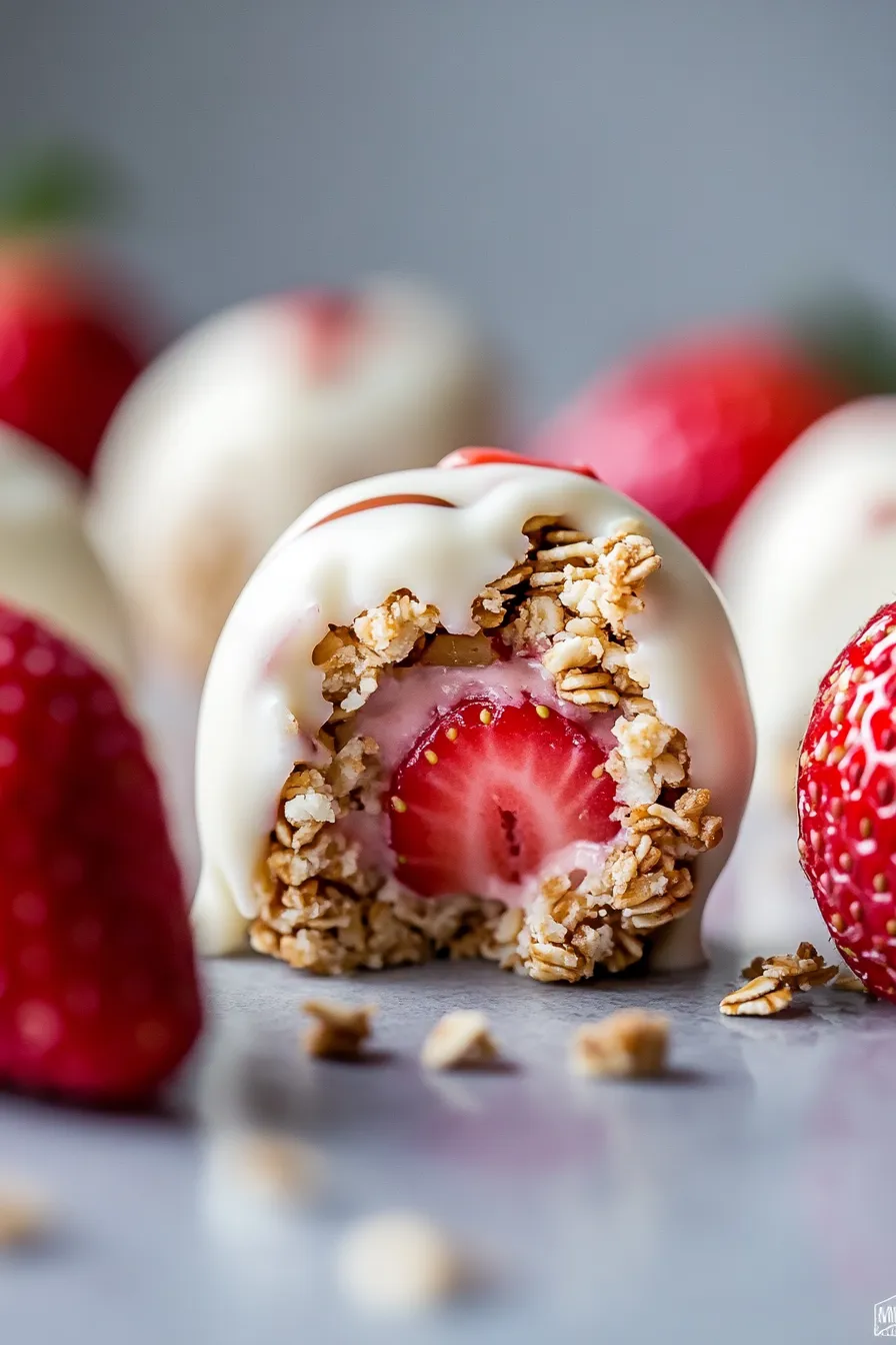 Strawberry Cheesecake Granola Bites-closeup-texture