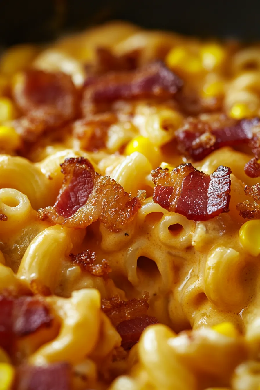 sweet corn mac and cheese-cheesy texture-macro