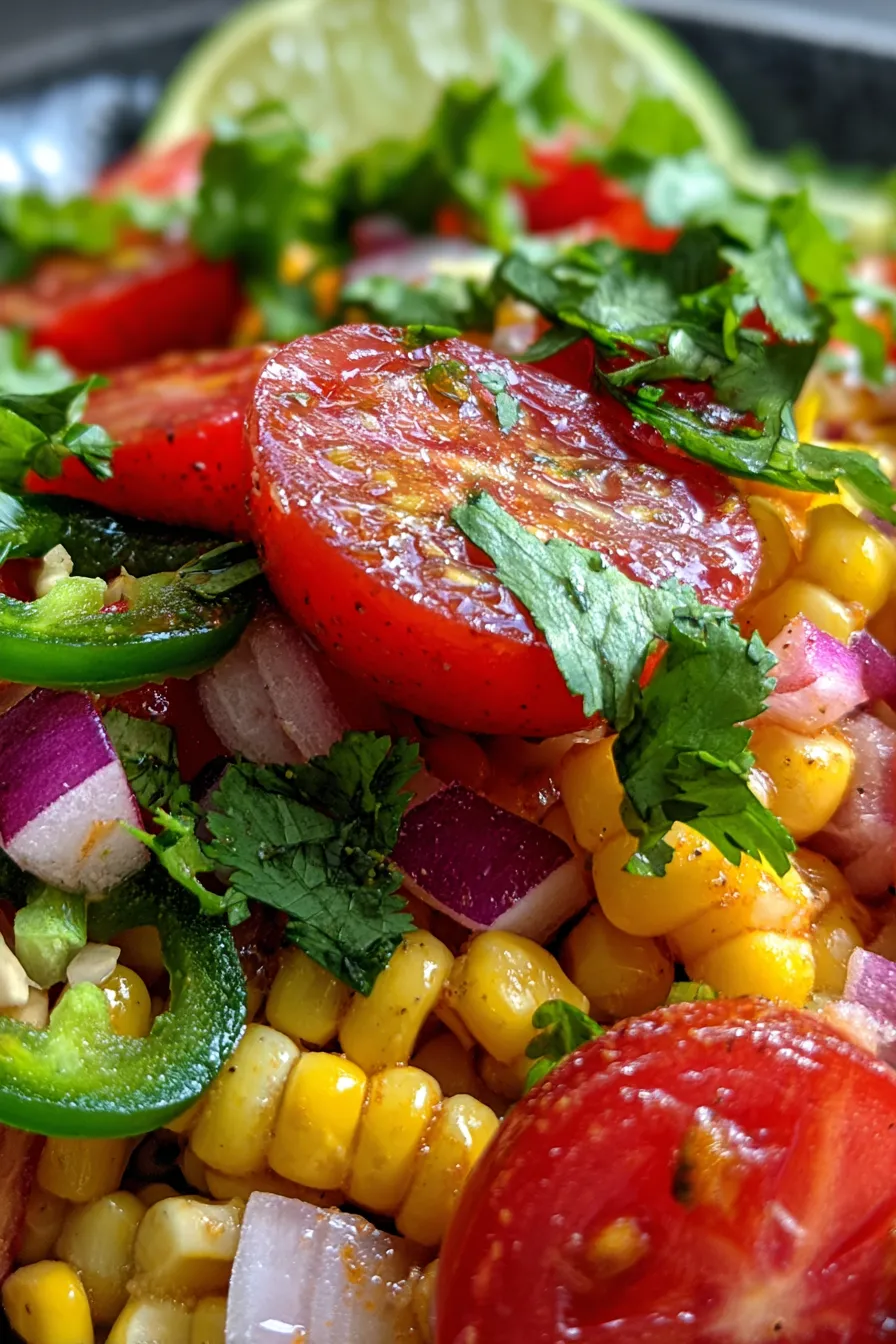 Sweet Corn & Tomato Salsa-scooping-texture