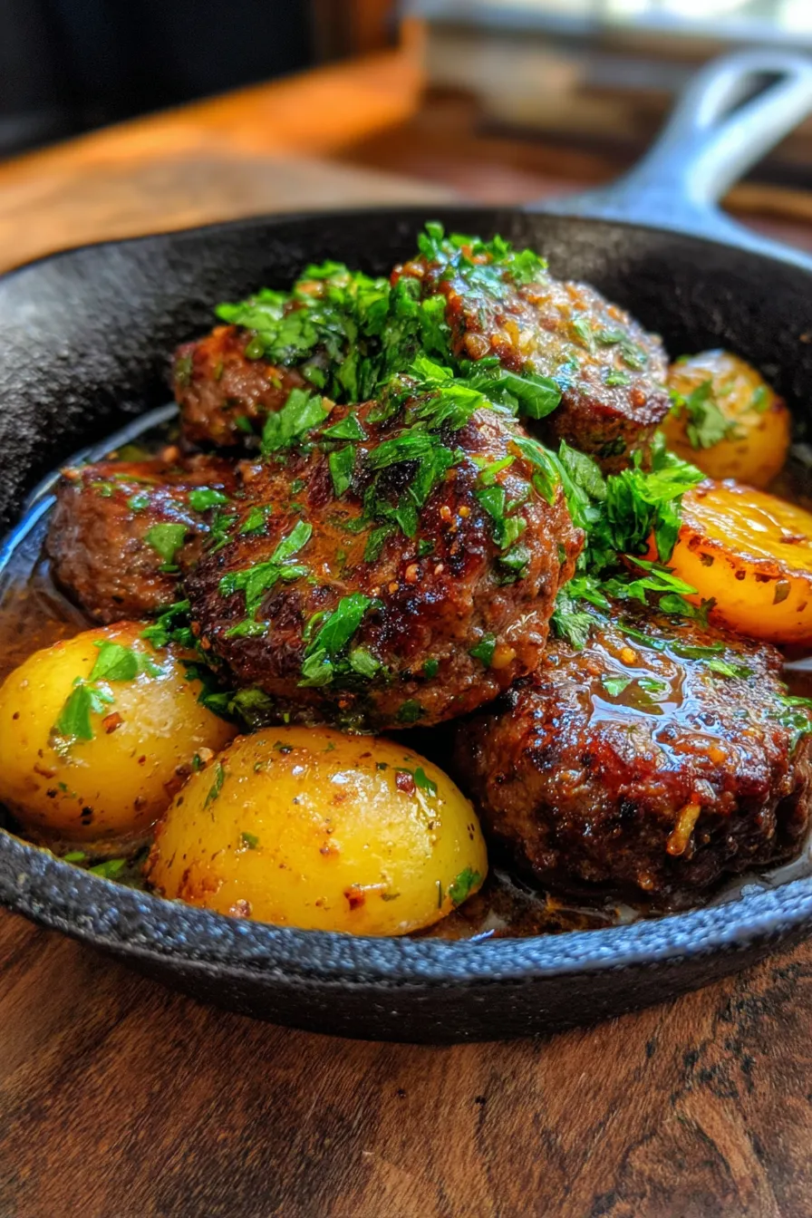 Amish Hamburger Steak Bake-hearty-dinner-plate-side-view