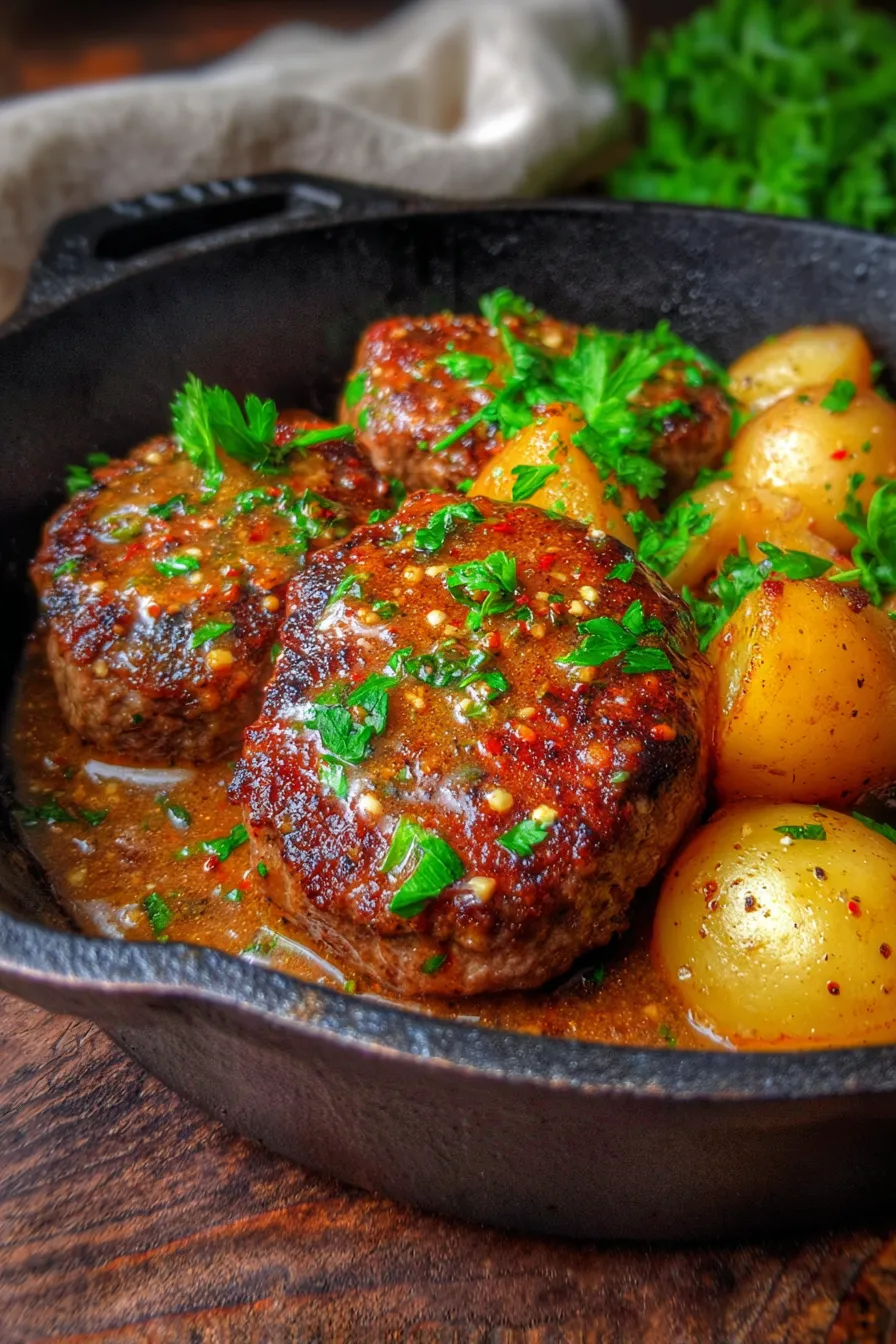 Amish Hamburger Steak Bake-ingredients-prep-flatlay