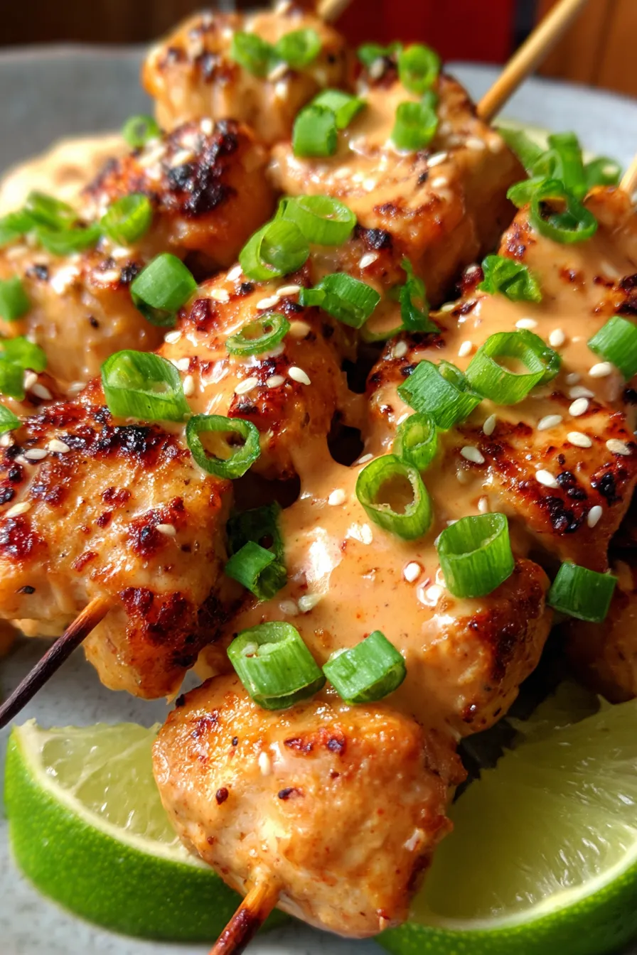 Crispy Bang Bang Chicken Skewers (Oven & Air Fryer!)