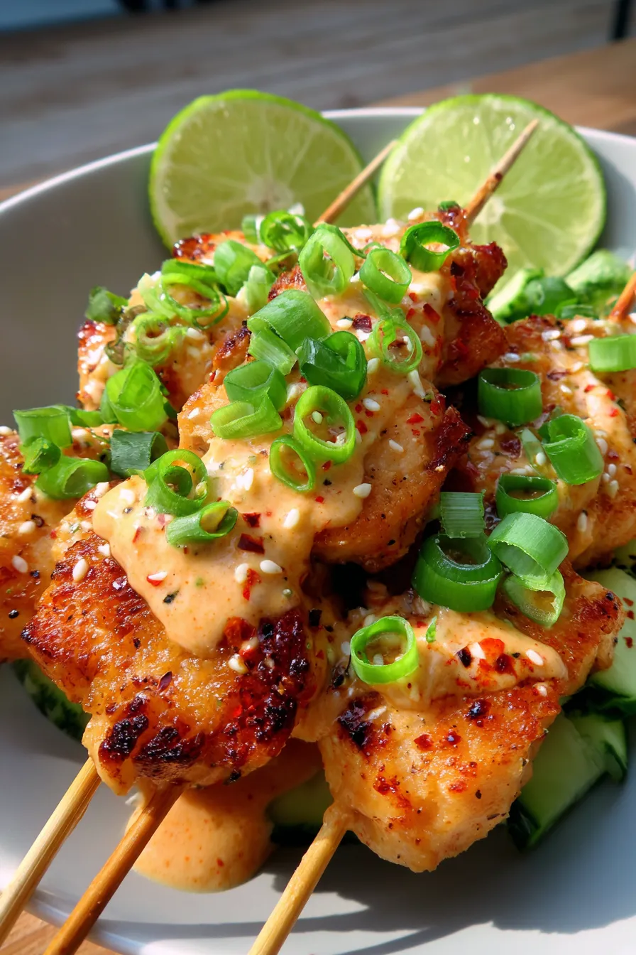 Bang Bang Chicken-skewers-texture-closeup