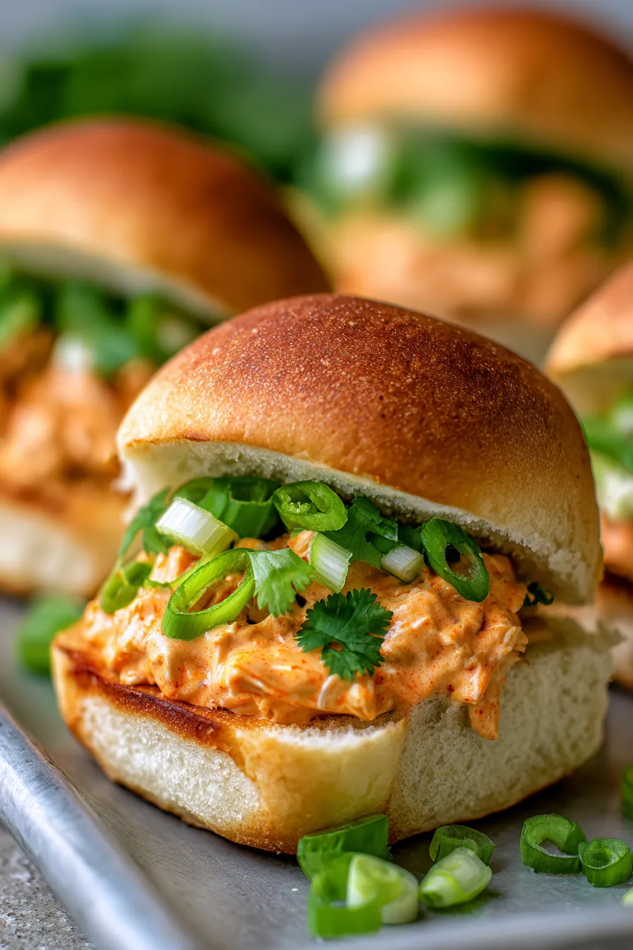 Bang Bang Chicken sliders creamy sauce close up
