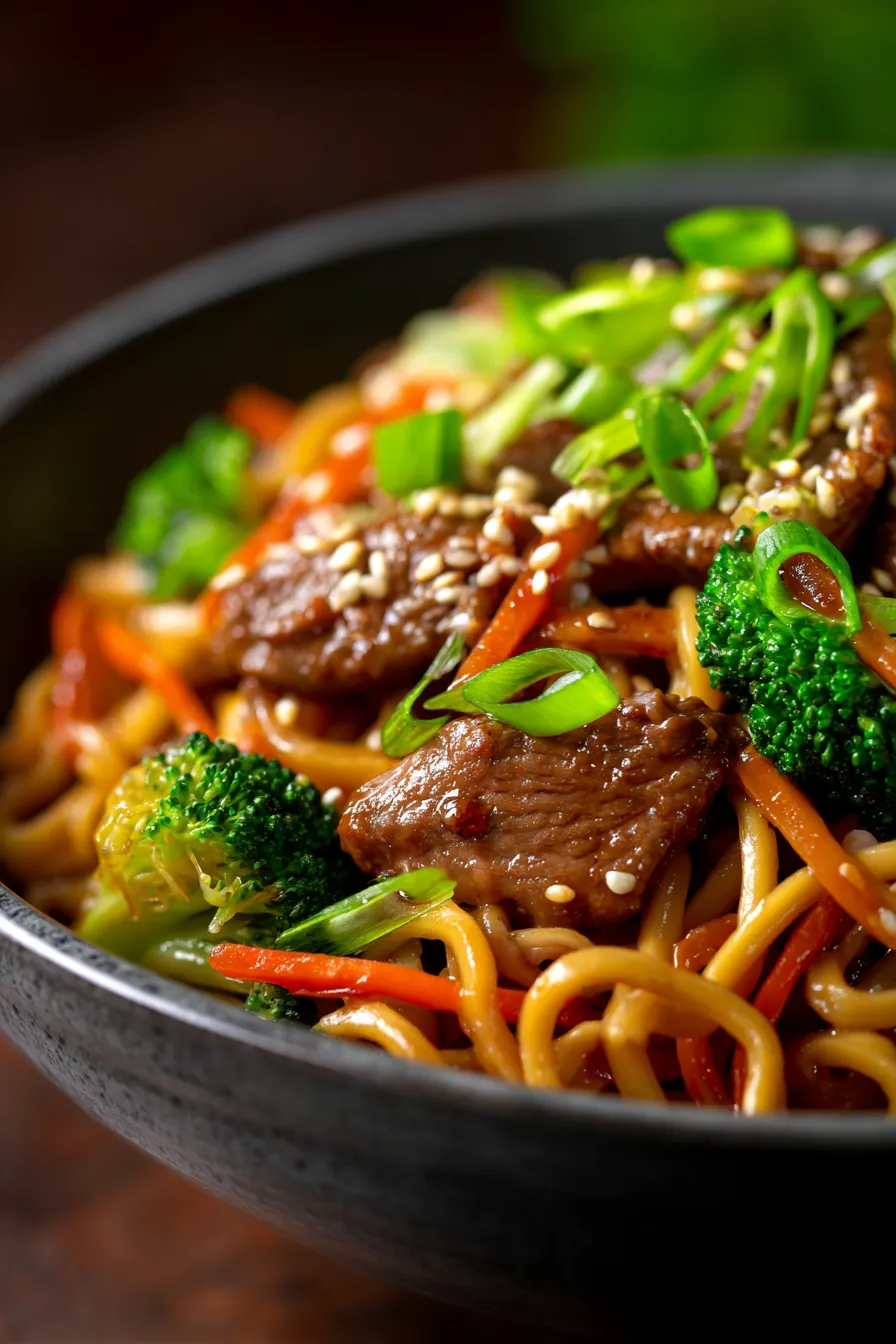 Beef Pan-Fried Noodles (One-Pan Asian Dinner)-ingredients-flatlay