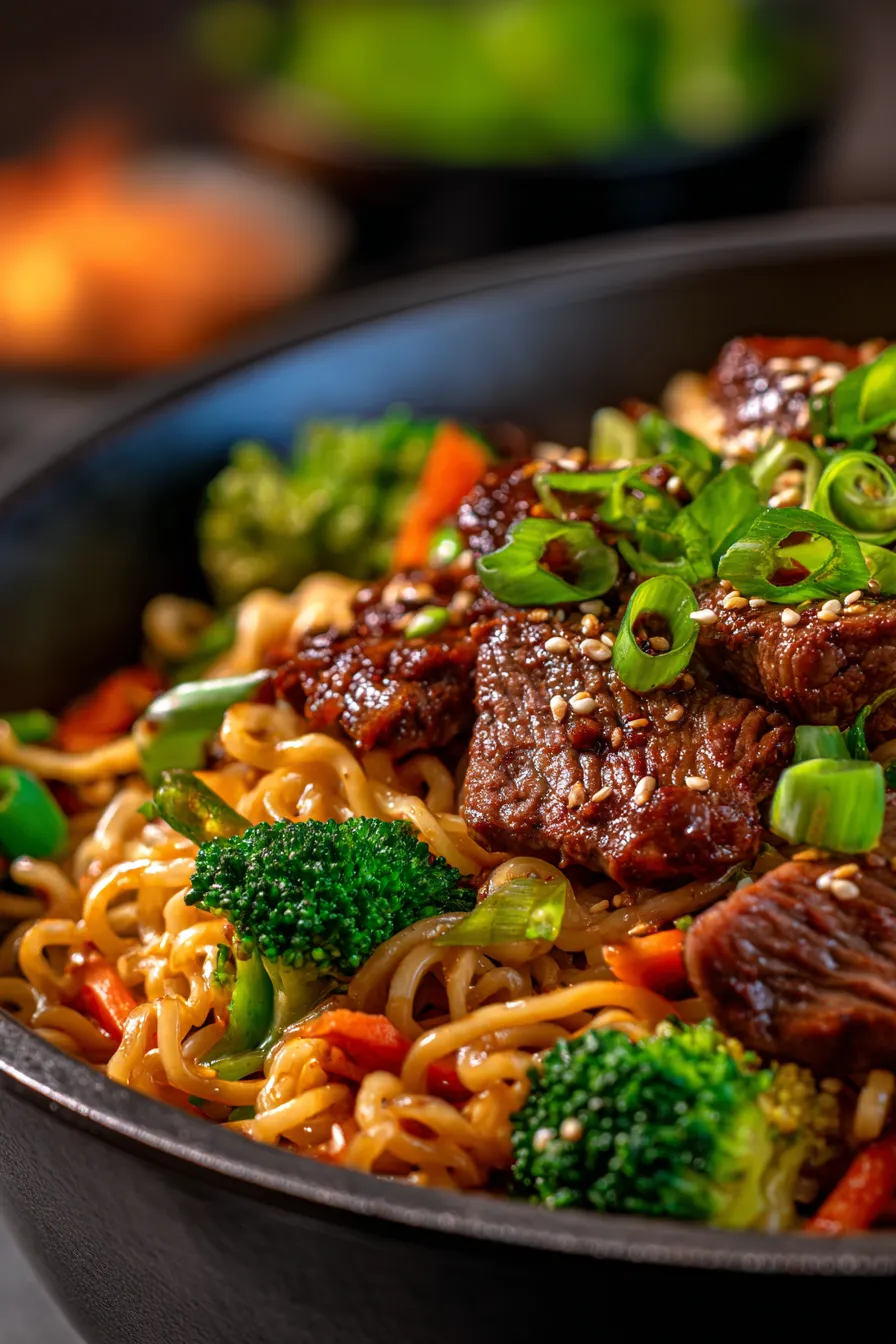 Beef Pan-Fried Noodles (One-Pan Asian Dinner)-wok-action