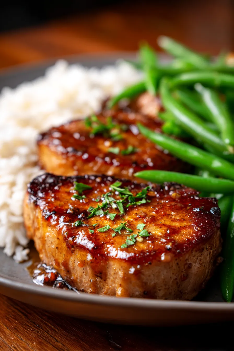 Brown Sugar Pork Chops (30-Minute Dinner)-platter-sideview