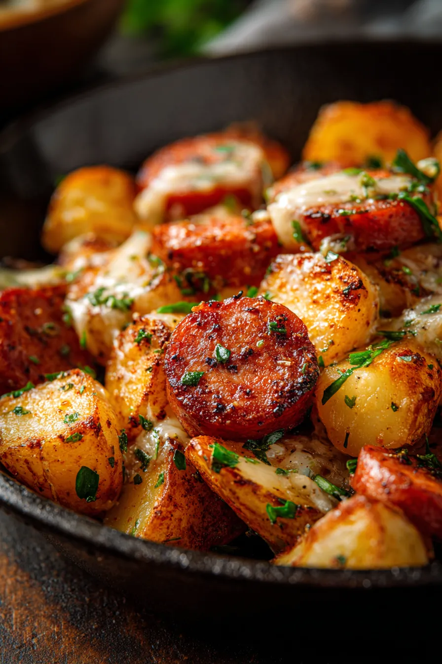 Cheesy Ranch Potatoes with Smoked Sausage-ingredients-prepped
