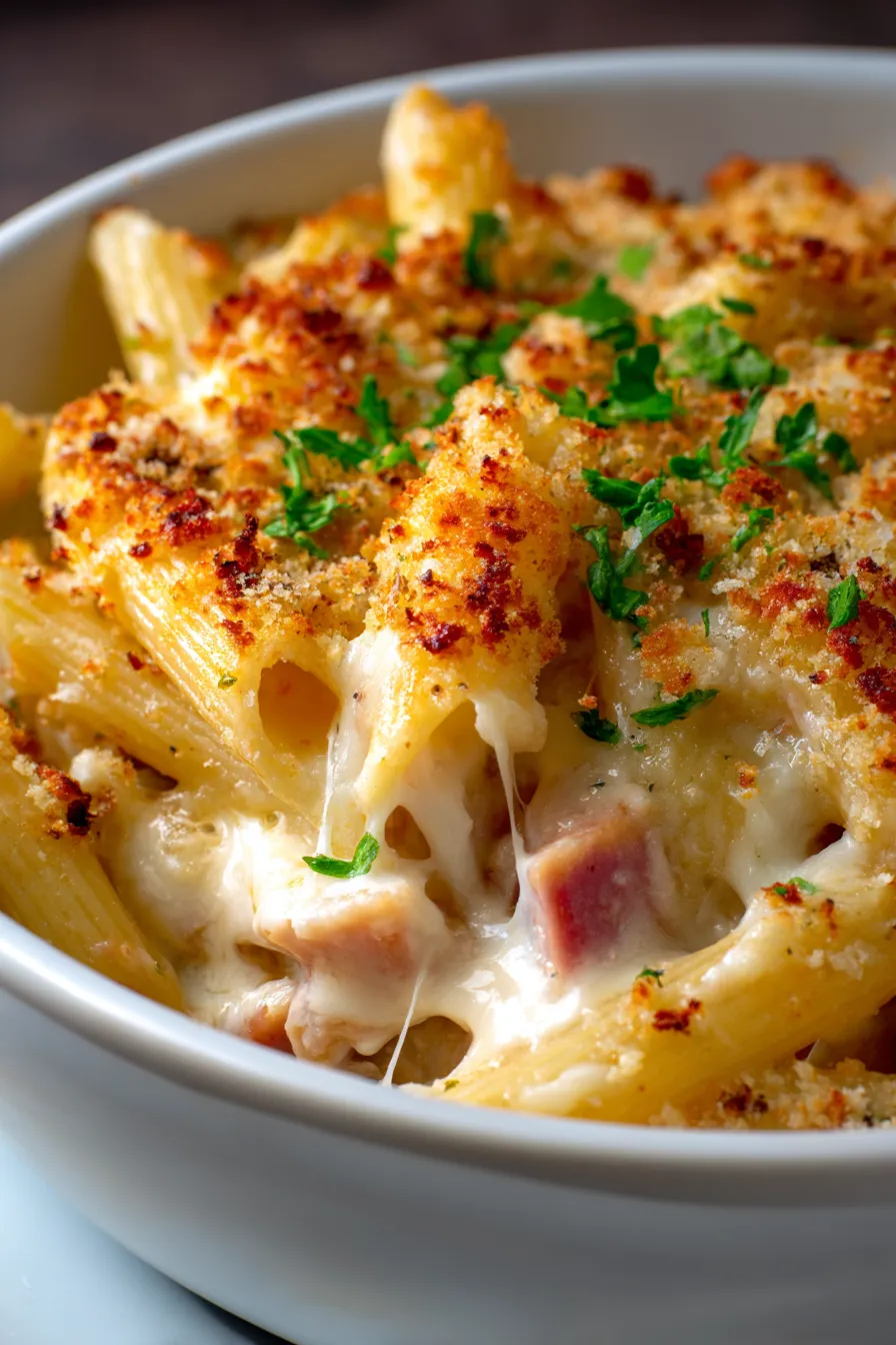 Chicken Cordon Bleu Casserole-baked-golden-brown