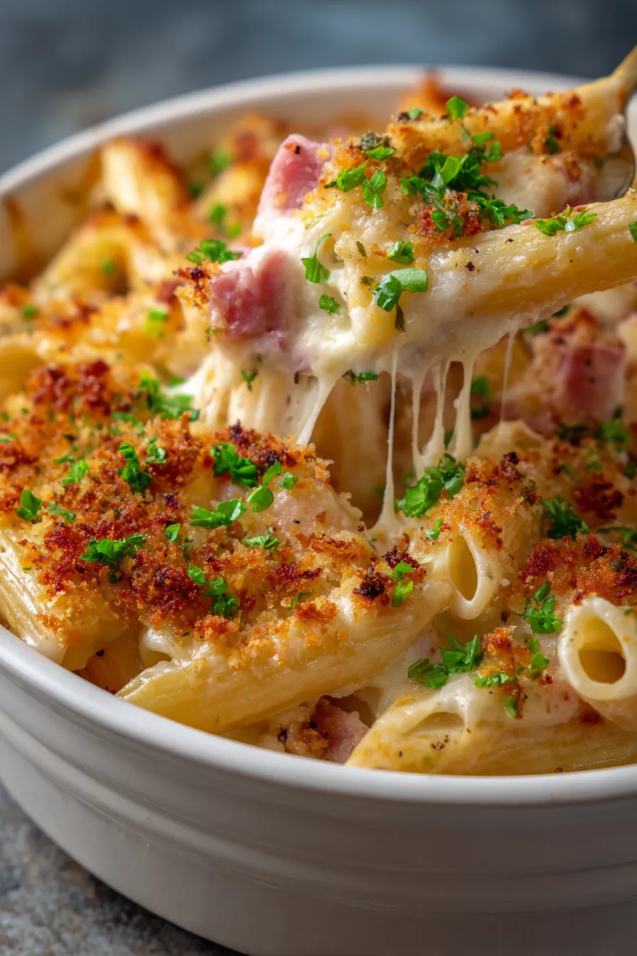 Chicken Cordon Bleu Casserole-serving-spoon