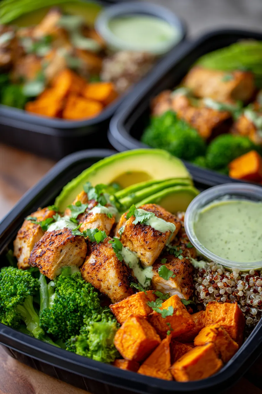 Chicken Meal Prep Bowls-vegetables-closeup-texture