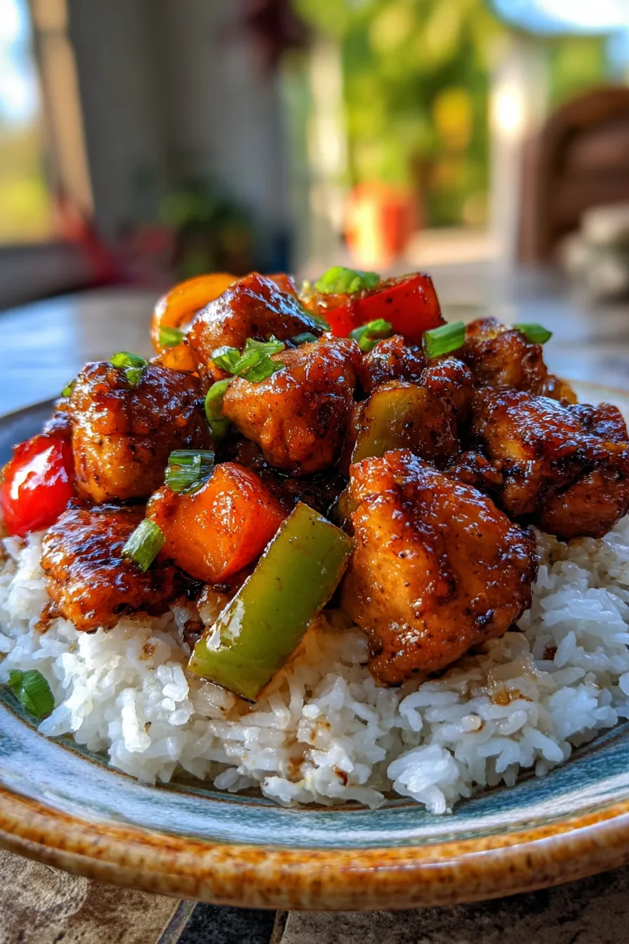 Classic Brown Stew Chicken Recipe-garnish-overhead