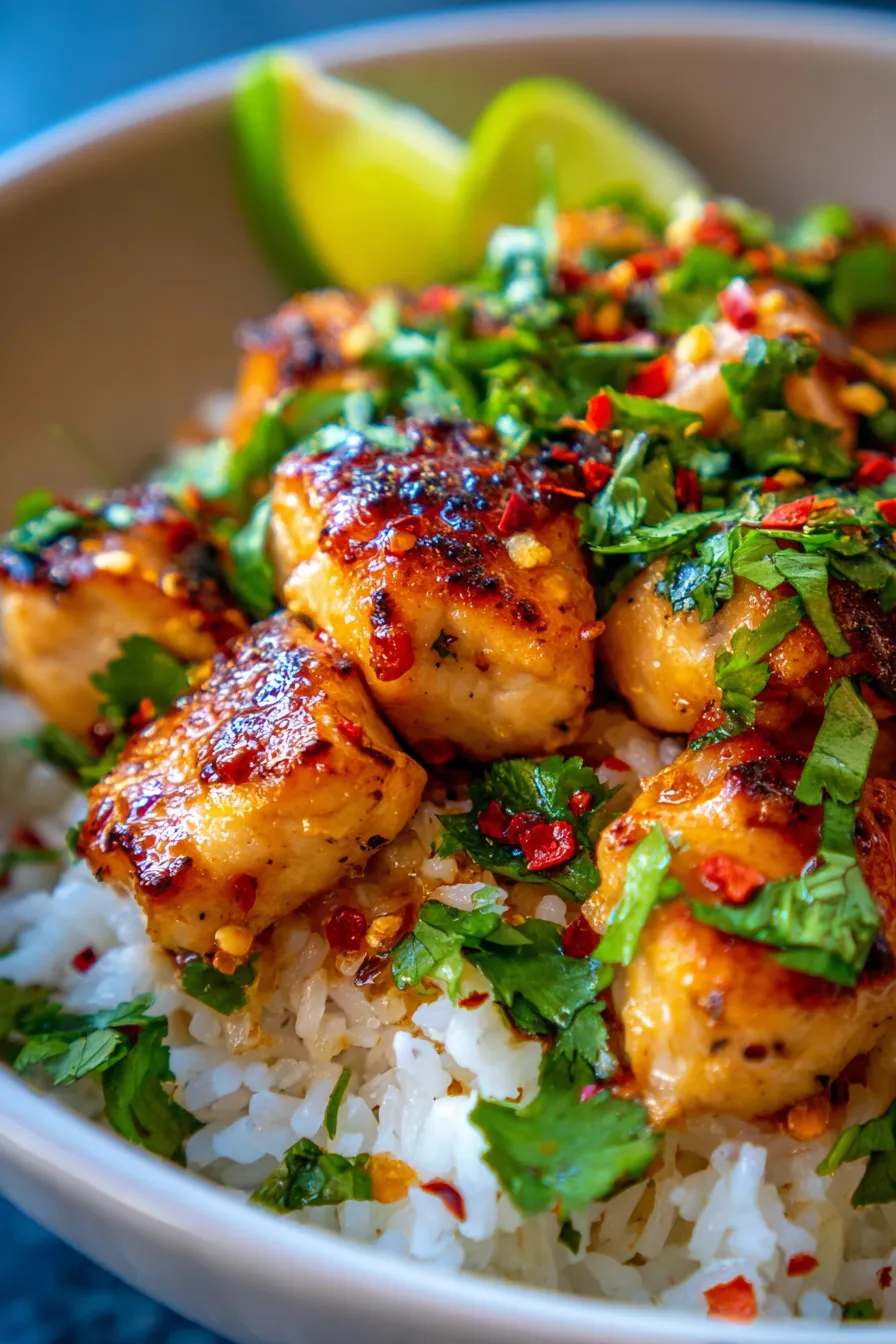 Coconut Chicken Rice Bowl (Quick One-Bowl Dinner) - ingredients - artfully arranged