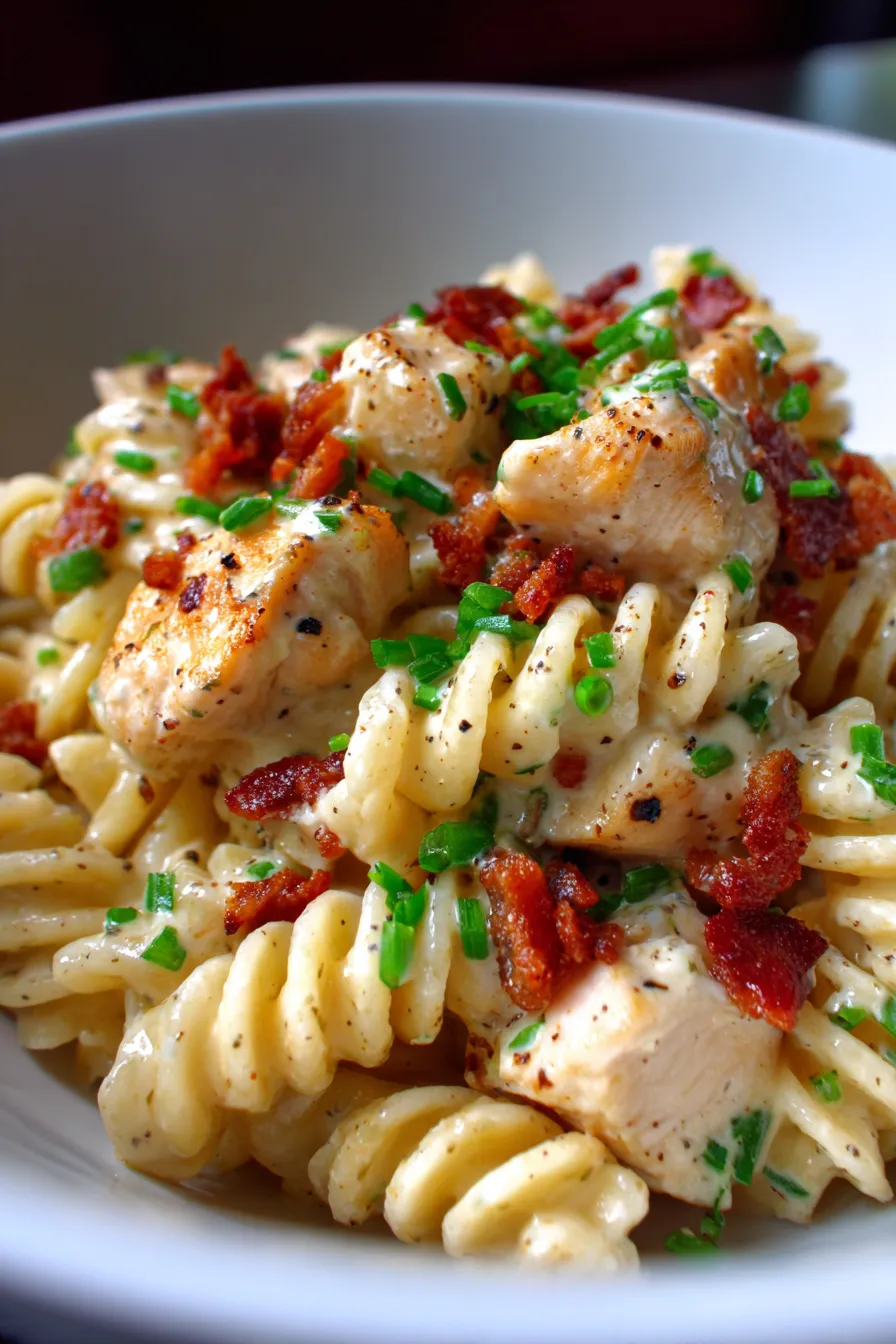 Creamy Chicken Bacon Ranch Pasta-texture-closeup